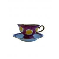 Serwis kawowy, porcelana ręcznie malowana, sygn. Karolina, lata 60. XX w.